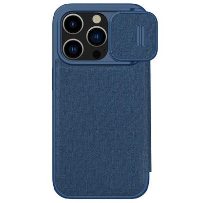 For iPhone 15 Pro Max NILLKIN QIN Series Pro Fabric Textured Leather Phone Case(Blue) - iPhone 15 Pro Max Cases by NILLKIN | Online Shopping South Africa | PMC Jewellery