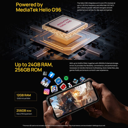 [HK Warehouse] Ulefone Armor 24, 12GB+256GB, Rugged Phone, Side Fingerprint, 22000mAh, 6.78 inch Android 13 MediaTek Helio G96 Octa Core, Network: 4G, NFC(Black) - Ulefone by Ulefone | Online Shopping South Africa | PMC Jewellery