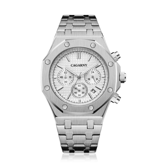 CAGARNY 6835 Men Simple Quartz Steel Band Watch(Silver + White) - Metal Strap Watches by CAGARNY | Online Shopping South Africa | PMC Jewellery | Buy Now Pay Later Mobicred