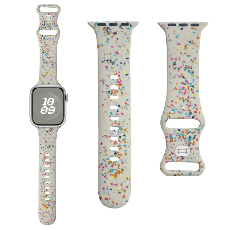 For Apple Watch Serie 9 45mm Floral Silicone Watch Band(Starlight) - Watch Bands by PMC TechLife | Online Shopping South Africa | PMC TechLife