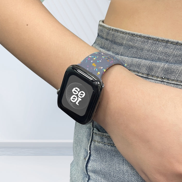 For Apple Watch Serie 3 38mm Floral Silicone Watch Band(Grey) - Watch Bands by PMC TechLife | Online Shopping South Africa | PMC TechLife