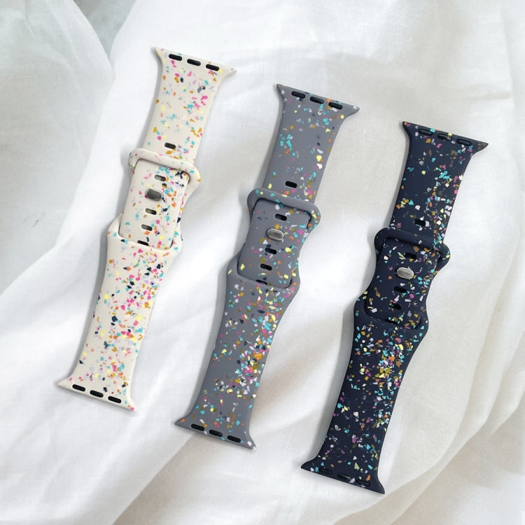 For Apple Watch SE 2023 40mm Floral Silicone Watch Band(Grey) - Watch Bands by PMC TechLife | Online Shopping South Africa | PMC TechLife