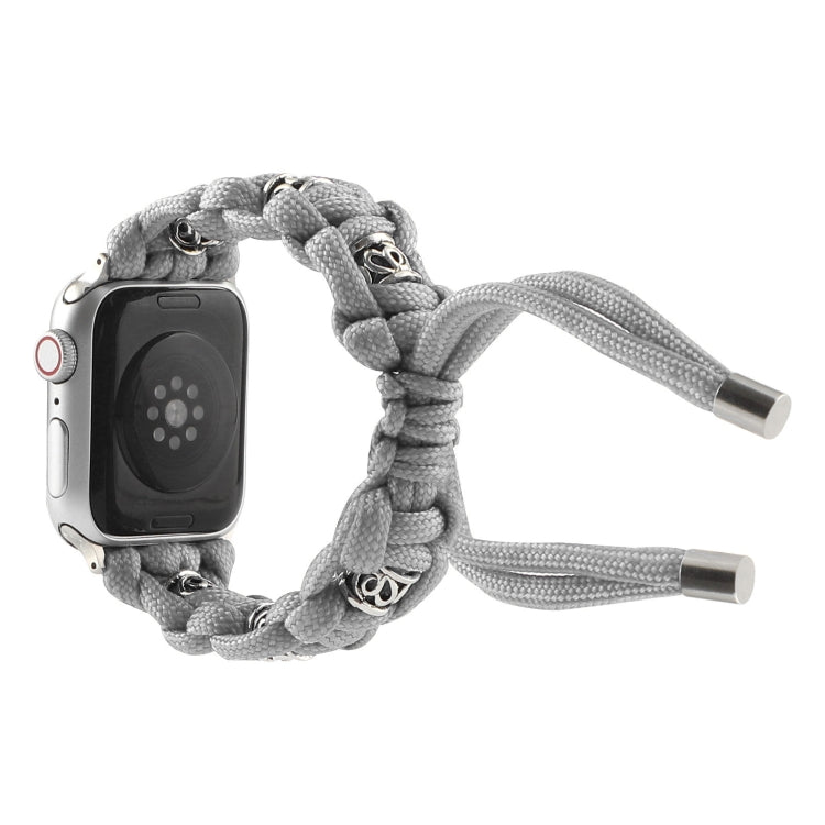 For Apple Watch Ultra 49mm Silk Silver Beads Braided Watch Band(Grey) - Watch Bands by PMC TechLife | Online Shopping South Africa | PMC TechLife
