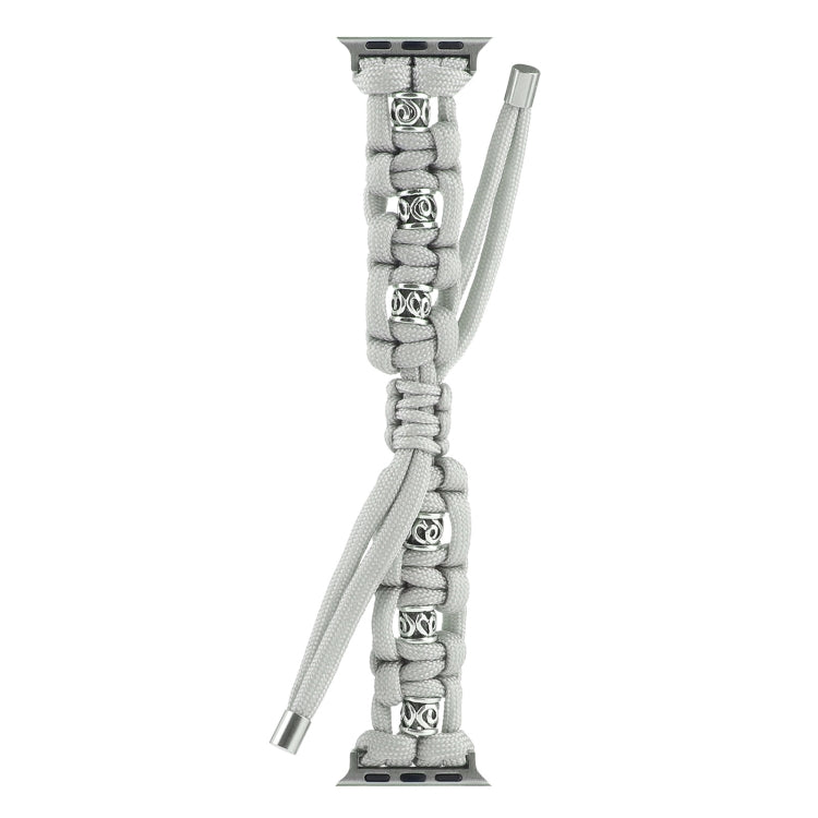 For Apple Watch Series 5 44mm Silk Silver Beads Braided Watch Band(Grey) - Watch Bands by PMC TechLife | Online Shopping South Africa | PMC TechLife