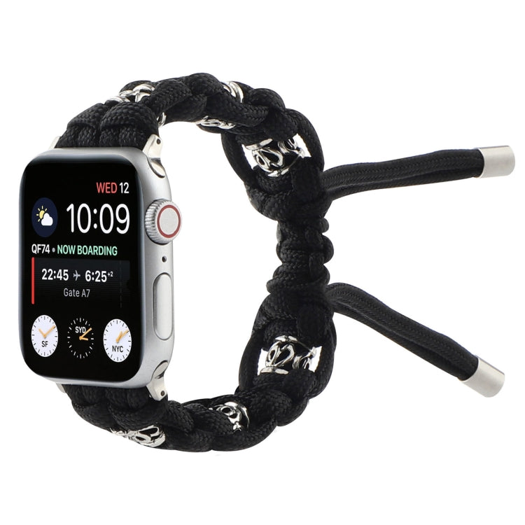 For Apple Watch Series 4 40mm Silk Silver Beads Braided Watch Band(Black) - free shipping - PMC TechLife - Order now!