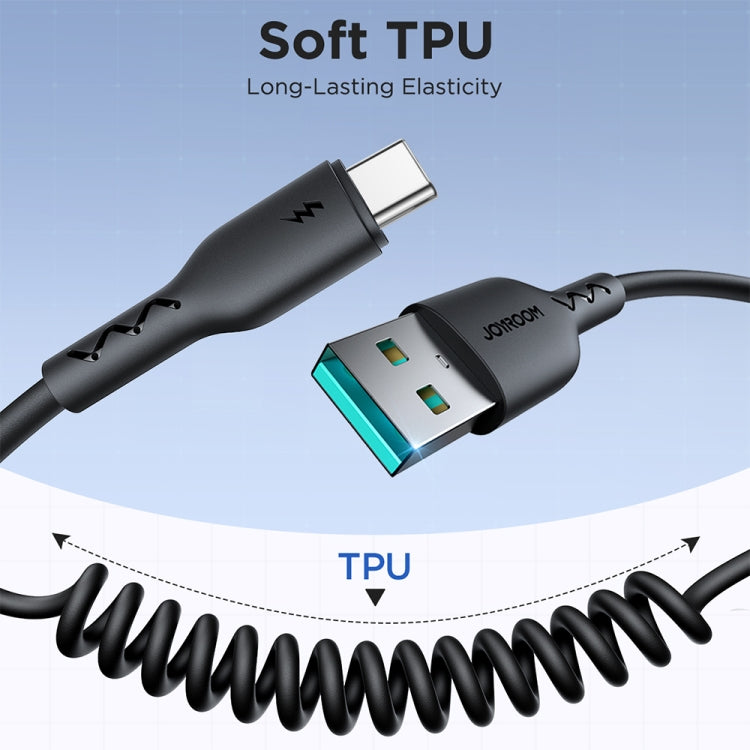 JOYROOM SA38-AC3 3A USB to USB-C / Type-C Coiled Fast Charging Data Cable, Length:1.5m(Black) - USB-C & Type-C Cable by PMC Jewellery | Online Shopping South Africa | PMC Jewellery