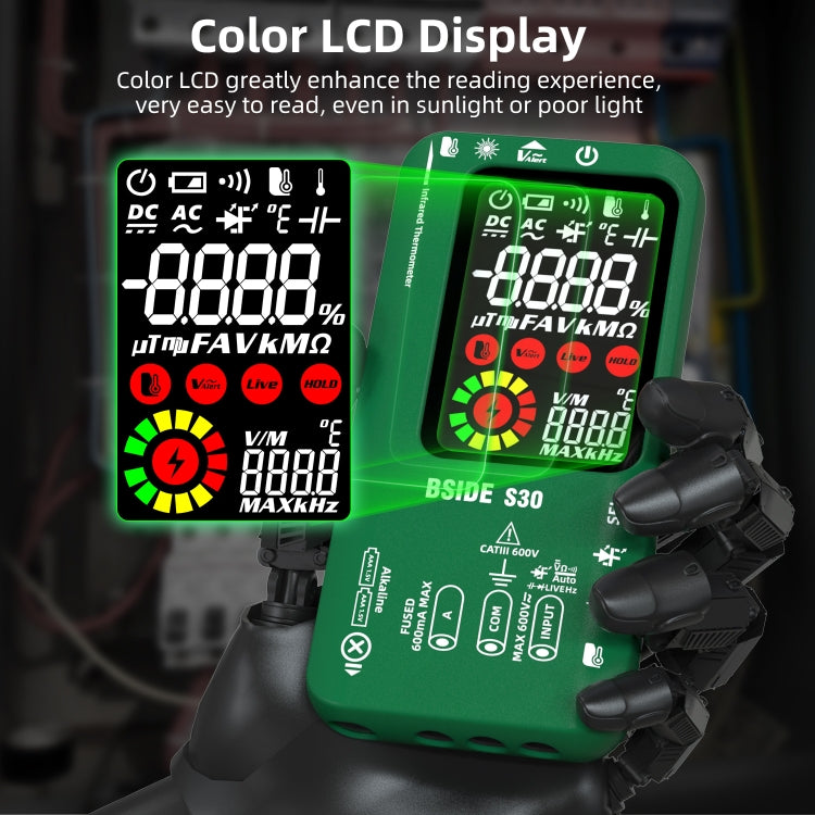 BSIDE S30 Smart Color Screen Infrared Temperature Measurement Multimeter(Black) - free shipping - PMC TechLife - Order now!
