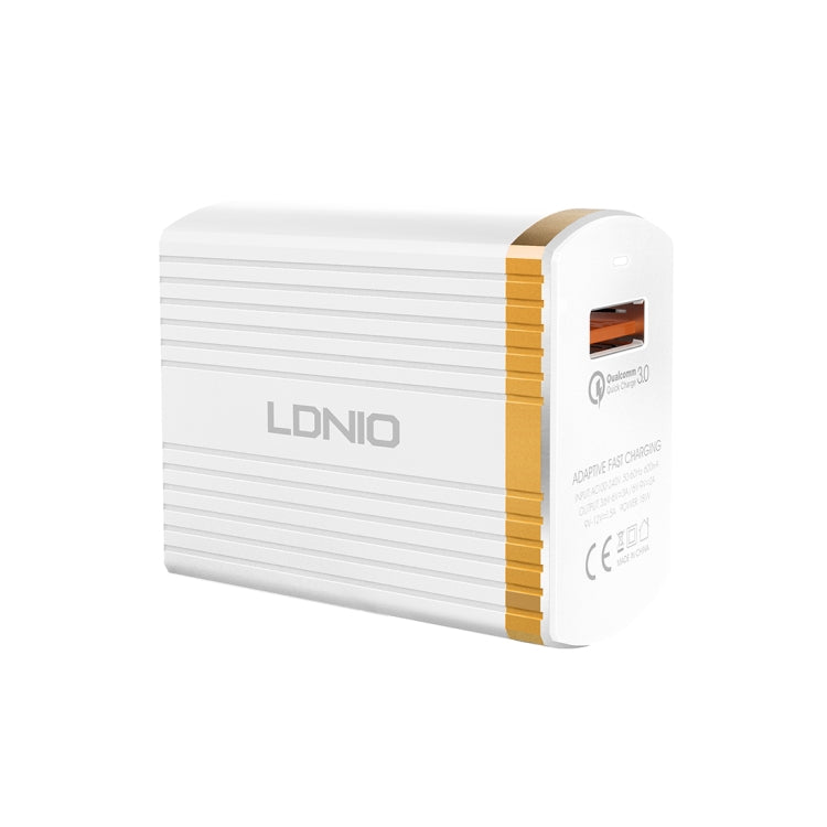 LDNIO A1302Q 2 in 1 18W QC3.0 USB Interface Grid Shape Travel Charger Mobile Phone Charger with Micro USB Data Cable, EU Plug - free shipping - PMC TechLife - Order now!