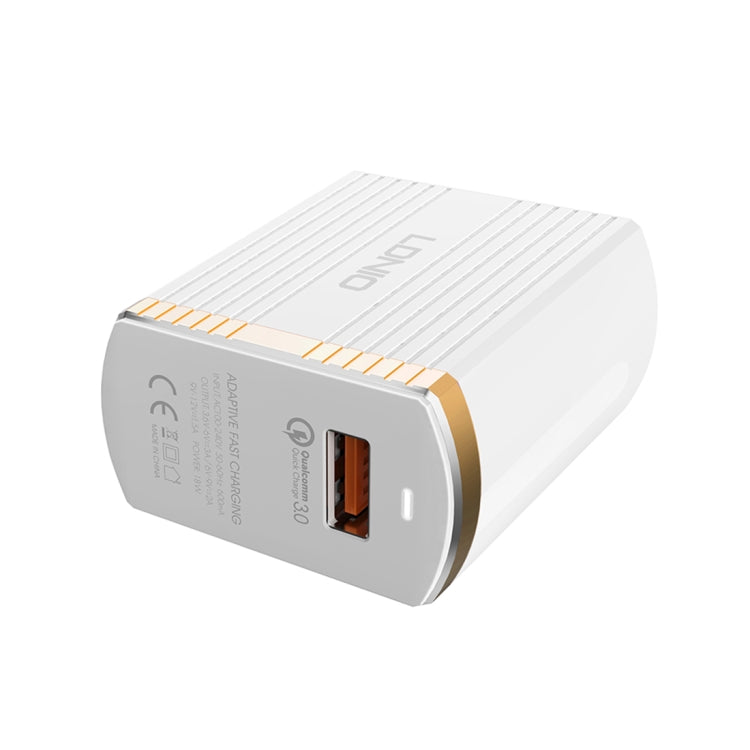 LDNIO A1302Q 2 in 1 18W QC3.0 USB Interface Grid Shape Travel Charger Mobile Phone Charger with Micro USB Data Cable, EU Plug - free shipping - PMC TechLife - Order now!