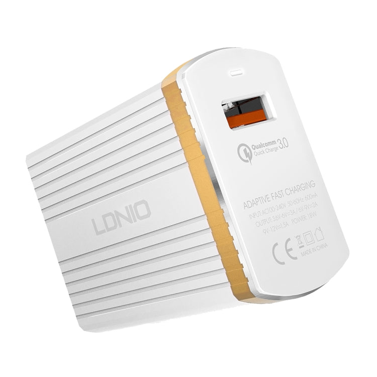 LDNIO A1302Q 2 in 1 18W QC3.0 USB Interface Grid Shape Travel Charger Mobile Phone Charger with Micro USB Data Cable, EU Plug - free shipping - PMC TechLife - Order now!