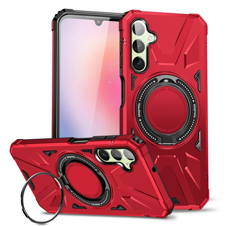 For Samsung Galaxy A24 5G MagSafe Magnetic Shockproof Phone Case with Ring Holder(Red) - Galaxy Phone Cases by PMC Jewellery | Online Shopping South Africa | PMC Jewellery