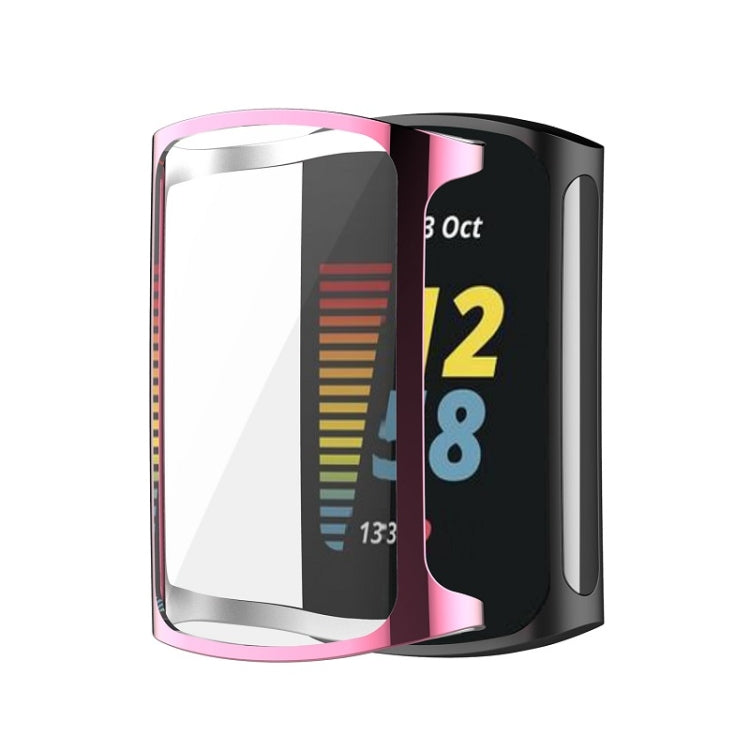For Fitbit Charge 6 / 5 Full Coverage TPU Electroplated Watch Protective Case(Pink) - Watch Cases by PMC TechLife | Online Shopping South Africa | PMC TechLife