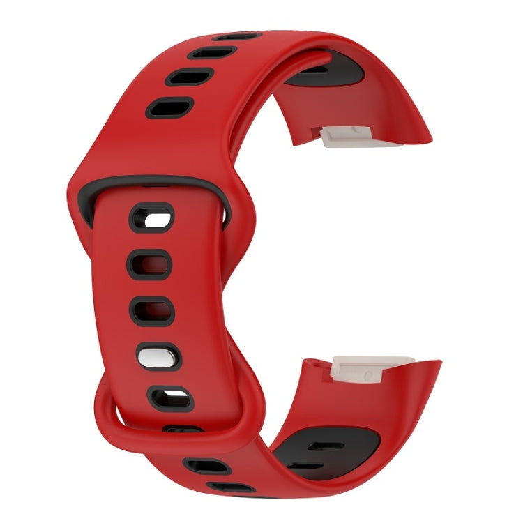 For Fitbit Charge 6 Two Color Silicone Watch Band(Red Black) - Watch Bands by PMC TechLife | Online Shopping South Africa | PMC TechLife