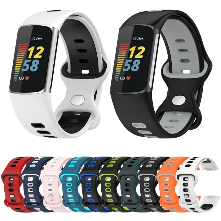 For Fitbit Charge 6 Two Color Silicone Watch Band(Red Black) - Watch Bands by PMC TechLife | Online Shopping South Africa | PMC TechLife