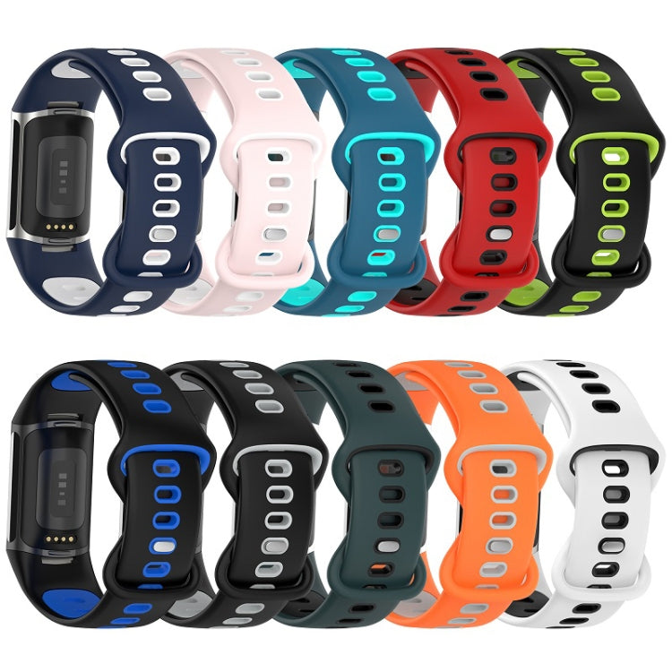 For Fitbit Charge 6 Two Color Silicone Watch Band(Red Black) - Watch Bands by PMC TechLife | Online Shopping South Africa | PMC TechLife