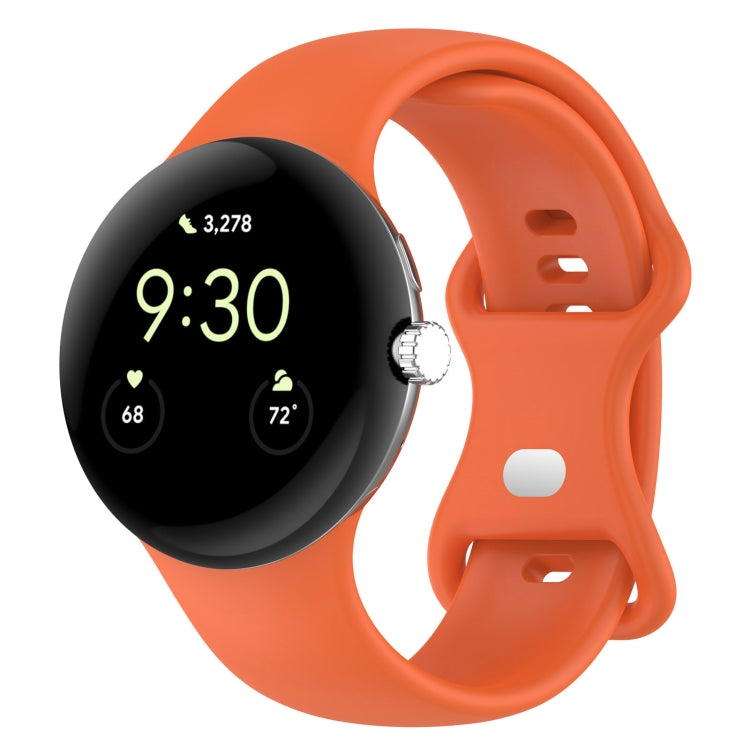 For Google Pixel Watch 2 Solid Color Silicone Watch Band, Size:S Size(Orange) - Watch Bands by PMC Jewellery | Online Shopping South Africa | PMC Jewellery