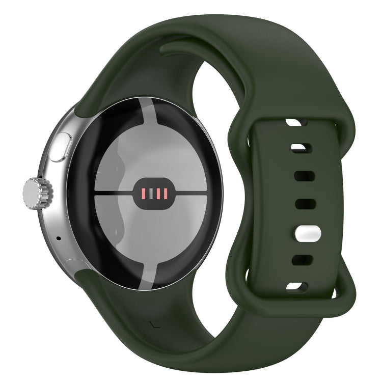 For Google Pixel Watch 2 Solid Color Silicone Watch Band, Size:S Size(Green) - Watch Bands by PMC TechLife | Online Shopping South Africa | PMC TechLife