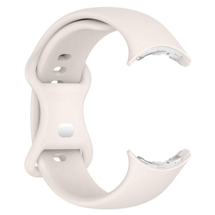 For Google Pixel Watch 2 Solid Color Silicone Watch Band, Size:L Size(Creamy White) - Watch Bands by PMC TechLife | Online Shopping South Africa | PMC TechLife