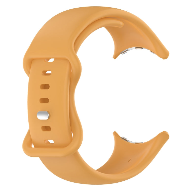 For Google Pixel Watch 2 Solid Color Silicone Watch Band, Size:L Size(Yellow) - Watch Bands by PMC TechLife | Online Shopping South Africa | PMC TechLife