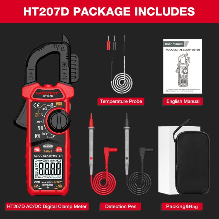 HABOTEST HT207D Multifunctional Digital Clamp Multimeter - Digital Multimeter by HABOTEST | Online Shopping South Africa | PMC Jewellery | Buy Now Pay Later Mobicred