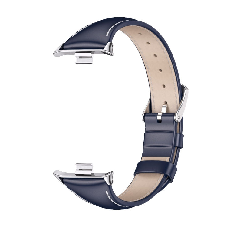 For Xiaomi Mi Band 8 Pro Mijobs Genuine Leather Slim Watch Band(Blue Silver) - Watch Bands by MIJOBS | Online Shopping South Africa | PMC Jewellery