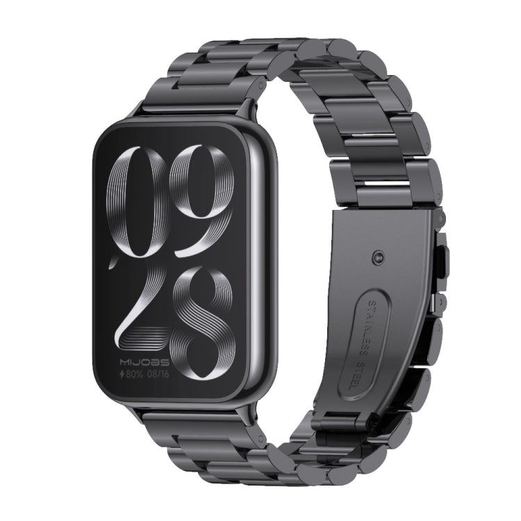 For Xiaomi Mi Band 8 Pro Mijobs Three-Bead Stainless Steel Watch Band(Black) - Watch Bands by MIJOBS | Online Shopping South Africa | PMC Jewellery