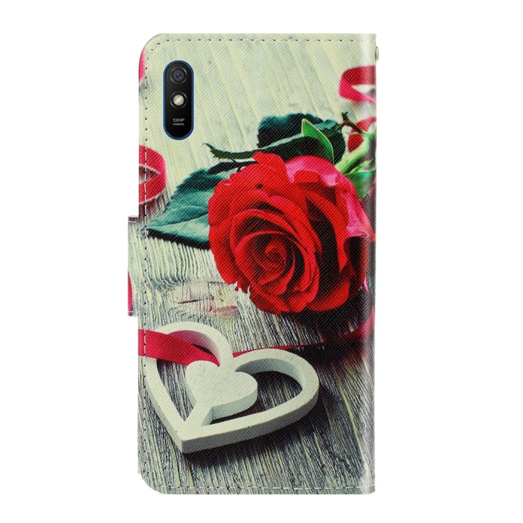 For Xiaomi Redmi 9A 3D Colored Drawing Horizontal Flip PU Leather Case with Holder & Card Slots & Wallet(Red Rose) - Xiaomi Cases by PMC Jewellery | Online Shopping South Africa | PMC Jewellery