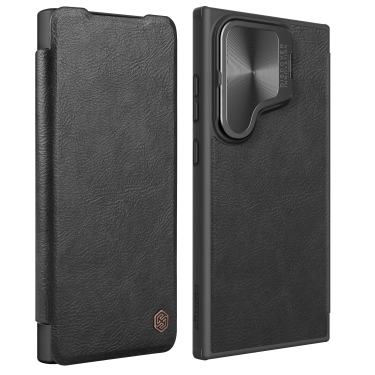 For Samsung Galaxy S24 Ultra 5G NILLKIN Qin Prop Series Flip Camera Cover Design Leather Phone Case(Black) - Galaxy S24 Ultra 5G Cases by NILLKIN | Online Shopping South Africa | PMC Jewellery | Buy Now Pay Later Mobicred