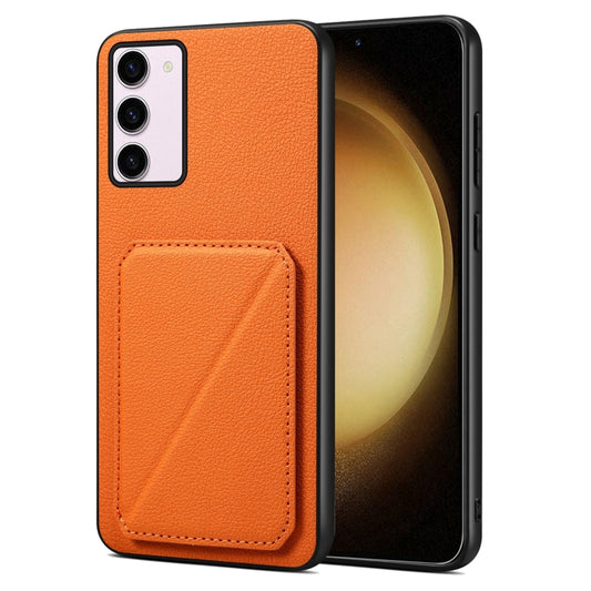 For Samsung Galaxy S23+ 5G Denior Imitation Calf Leather Back Phone Case with Holder(Orange) - Galaxy S23+ 5G Cases by Denior | Online Shopping South Africa | PMC Jewellery