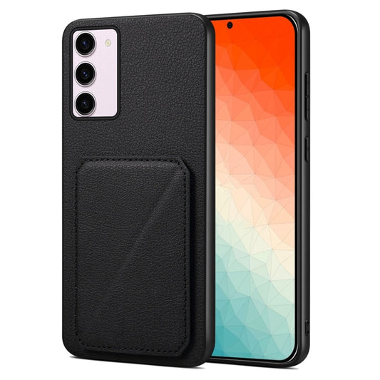 For Samsung Galaxy S24+ 5G Denior Imitation Calf Leather Back Phone Case with Holder(Black) - Galaxy S24+ 5G Cases by Denior | Online Shopping South Africa | PMC Jewellery