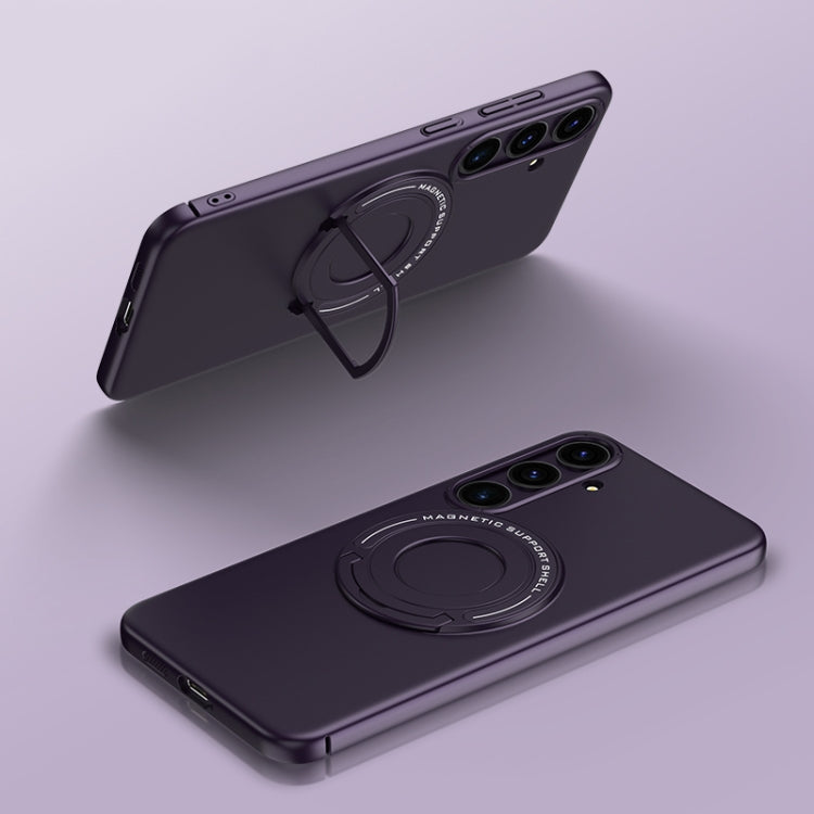 For Samsung Galaxy S24 5G Matte Magsafe Magnetic Phone Case with Trolley Holder(Night Purple) - Galaxy S24 5G Cases by PMC Jewellery | Online Shopping South Africa | PMC Jewellery