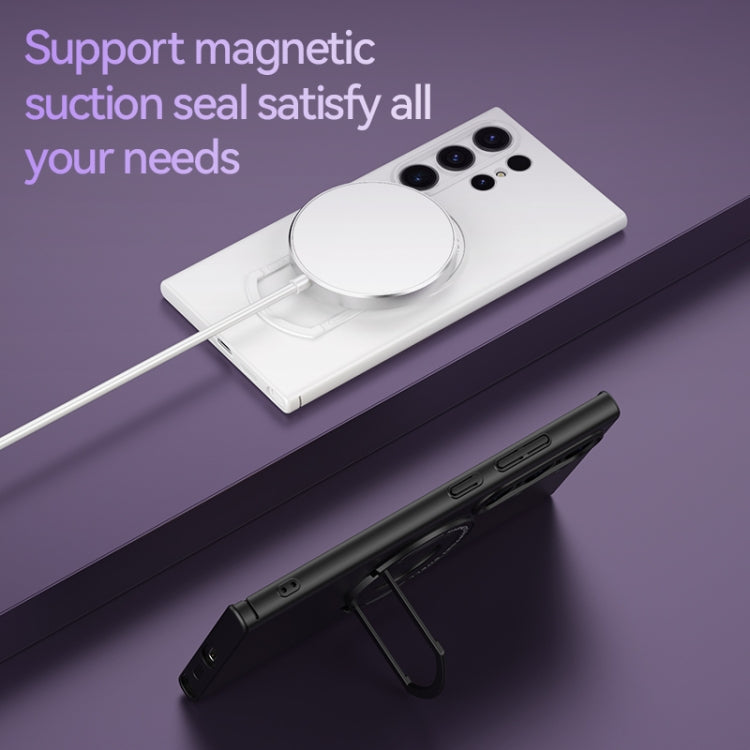 For Samsung Galaxy S24 5G Matte Magsafe Magnetic Phone Case with Trolley Holder(Night Purple) - Galaxy S24 5G Cases by PMC Jewellery | Online Shopping South Africa | PMC Jewellery