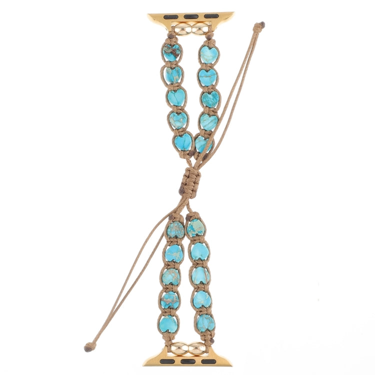 For Apple Watch Series 9 41mm Heart Stones Drawstring Chain Watch Band(Blue) - Watch Bands by PMC TechLife | Online Shopping South Africa | PMC TechLife | Buy Now Pay Later Mobicred
