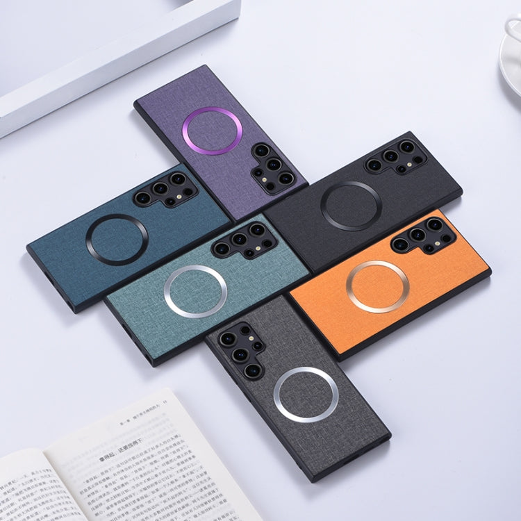For Samsung Galaxy S24 Ultra 5G Magsafe Magnetic Ring Cloth Texture Phone Case(Black) - free shipping - PMC TechLife - Order now!
