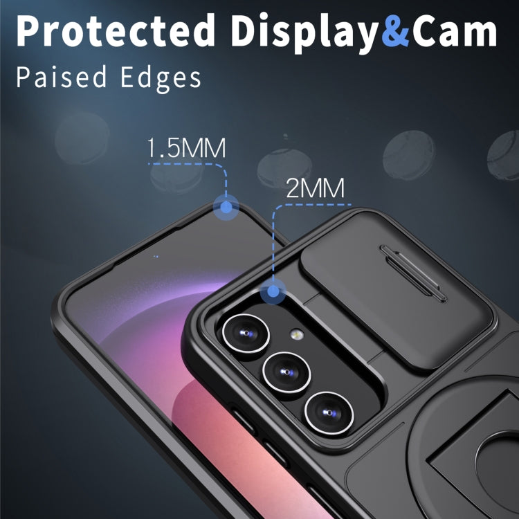 For Samsung Galaxy S23+ 5G Camshield MagSafe Ring Holder Armor Phone Case(Black) - Galaxy S23+ 5G Cases by PMC TechLife | Online Shopping South Africa | PMC TechLife