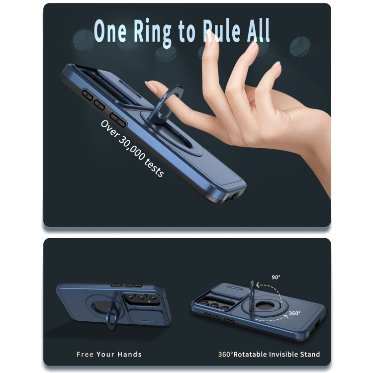 For Samsung Galaxy S22+ 5G Camshield MagSafe Ring Holder Armor Phone Case(Blue) - Galaxy S22+ 5G Cases by PMC TechLife | Online Shopping South Africa | PMC TechLife | Buy Now Pay Later Mobicred