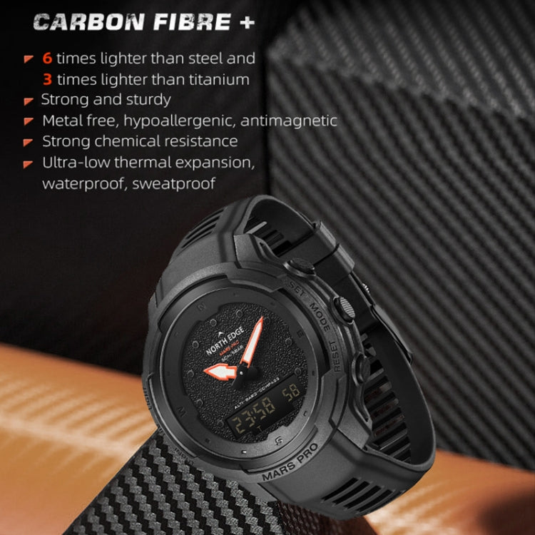 NORTH EDGE MarsPro Carbon Fiber Outdoor Sports Multifunctional Electronic Watch(Black) - Sport Watches by NORTH EDGE | Online Shopping South Africa | PMC Jewellery | Buy Now Pay Later Mobicred