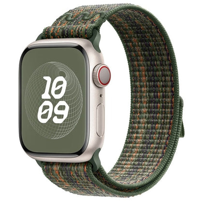 For Apple Watch Series 5 40mm Loop Nylon Watch Band(Green Orange) - Watch Bands by PMC Jewellery | Online Shopping South Africa | PMC Jewellery