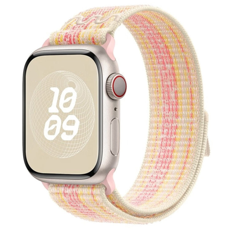 For Apple Watch Series 4 44mm Loop Nylon Watch Band(Starlight Pink) - Watch Bands by PMC Jewellery | Online Shopping South Africa | PMC Jewellery