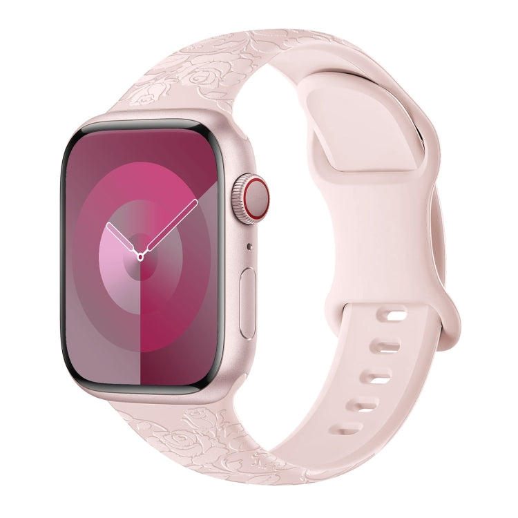 For Apple Watch Series 6 40mm Rose Embossed Silicone Watch Band(Pink) - Watch Bands by PMC TechLife | Online Shopping South Africa | PMC TechLife | Buy Now Pay Later Mobicred