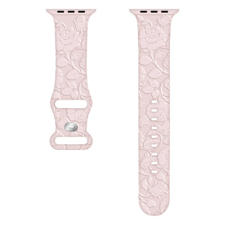 For Apple Watch Series 5 40mm Rose Embossed Silicone Watch Band(Pink) - Watch Bands by PMC TechLife | Online Shopping South Africa | PMC TechLife
