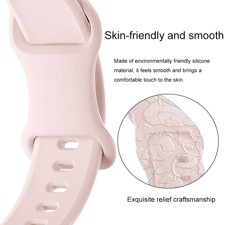 For Apple Watch Series 9 45mm Rose Embossed Silicone Watch Band(Pink) - Watch Bands by PMC TechLife | Online Shopping South Africa | PMC TechLife