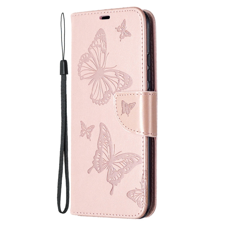 For Xiaomi Redmi 9C Two Butterflies Embossing Pattern Horizontal Flip Leather Case with Holder & Card Slot & Wallet & Lanyard(Rose Gold) - free shipping - PMC TechLife - Order now!