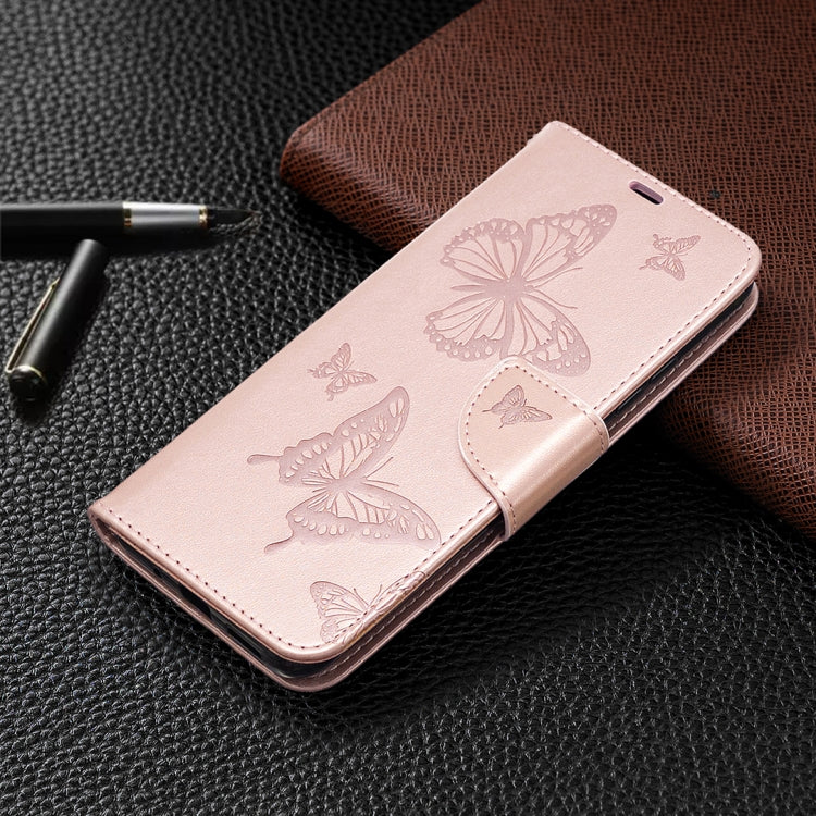 For Xiaomi Redmi 9C Two Butterflies Embossing Pattern Horizontal Flip Leather Case with Holder & Card Slot & Wallet & Lanyard(Rose Gold) - free shipping - PMC TechLife - Order now!