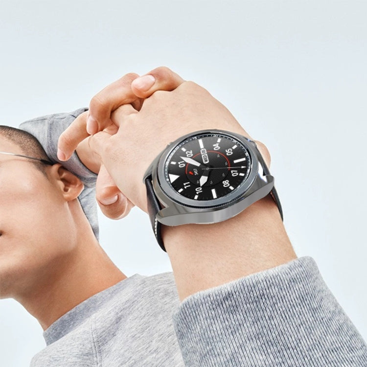 For Samsung Galaxy Watch 3 45mm Electroplating Hollow Half-pack TPU Protective Case(Gray) - Watch Cases by ENKAY | Online Shopping South Africa | PMC TechLife | Buy Now Pay Later Mobicred