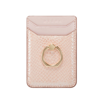 MUXMA Snake Texture RFID Mobile Phone Back Stick Card Bag with Ring(Rose Gold) - Card & Passport Bags by PMC Jewellery | Online Shopping South Africa | PMC Jewellery