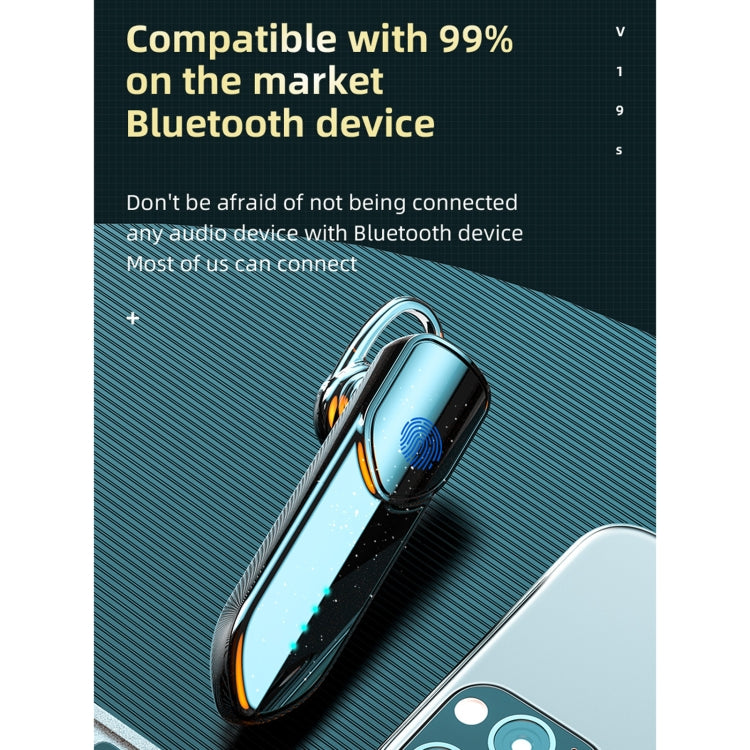 V19S Bluetooth 5.0 Business Style Fingerprint Touch Bluetooth Earphone(Silver) - Bluetooth Earphone by PMC TechLife | Online Shopping South Africa | PMC TechLife