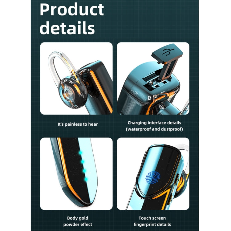 V19S Bluetooth 5.0 Business Style Fingerprint Touch Bluetooth Earphone(Silver) - Bluetooth Earphone by PMC TechLife | Online Shopping South Africa | PMC TechLife