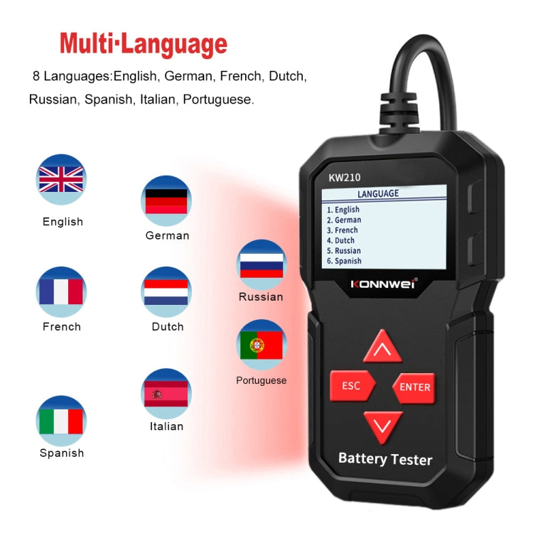 KONNWEI KW210 Car Battery Test Battery Capacity Resistance Battery Detector - Code Readers & Scan Tools by KONNWEI | Online Shopping South Africa | PMC TechLife | Buy Now Pay Later Mobicred