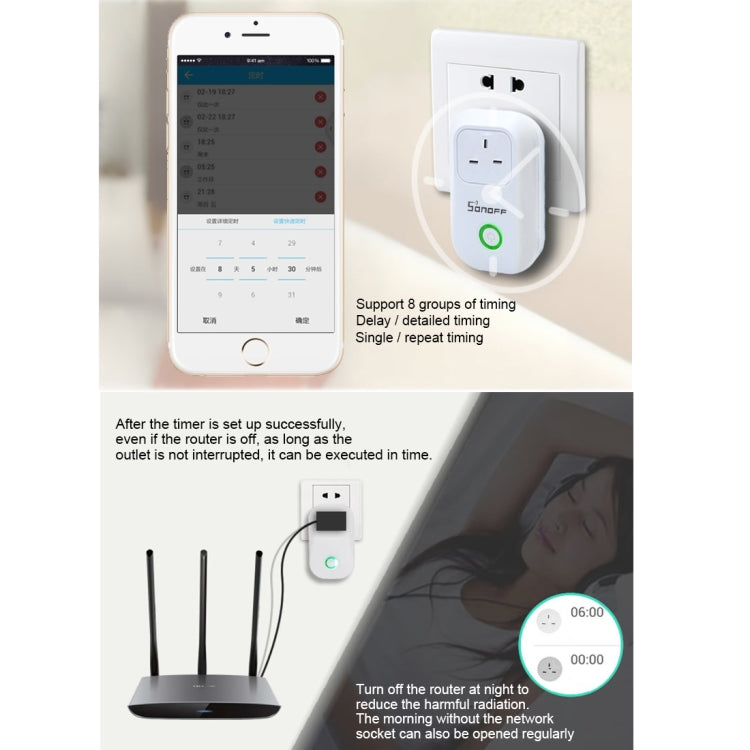 Sonoff S20-UK WiFi Smart Power Plug Socket Wireless Remote Control Timer Power Switch,  Compatible with Alexa and Google Home, Support iOS and Android,  UK Plug - Smart Socket by Sonoff | Online Shopping South Africa | PMC Jewellery